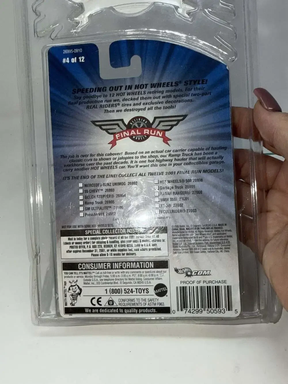 Hot Wheels Final Run Ramp Truck 2001 Last Production Run #4 of 12